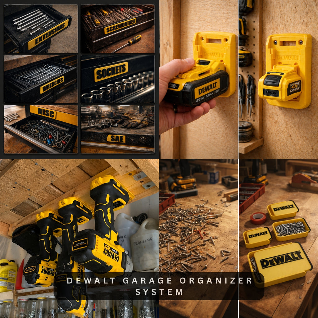 DeWalt 20V Tool Organizer Kit Drill Holder Battery Mount Wall Storage Box