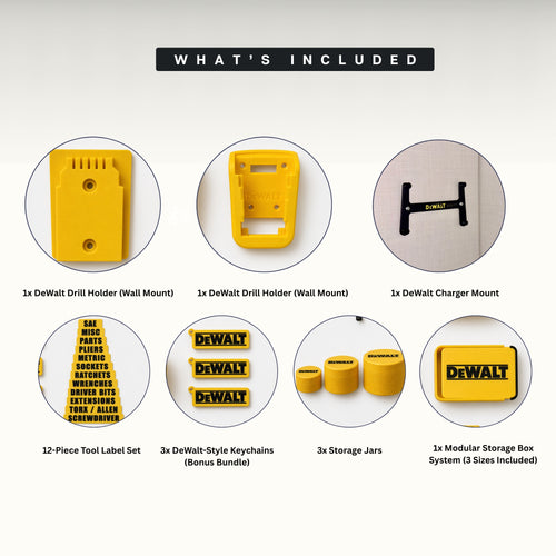 DeWalt 20V Garage Organizer System Tool Holder Battery Mount Storage Kit
