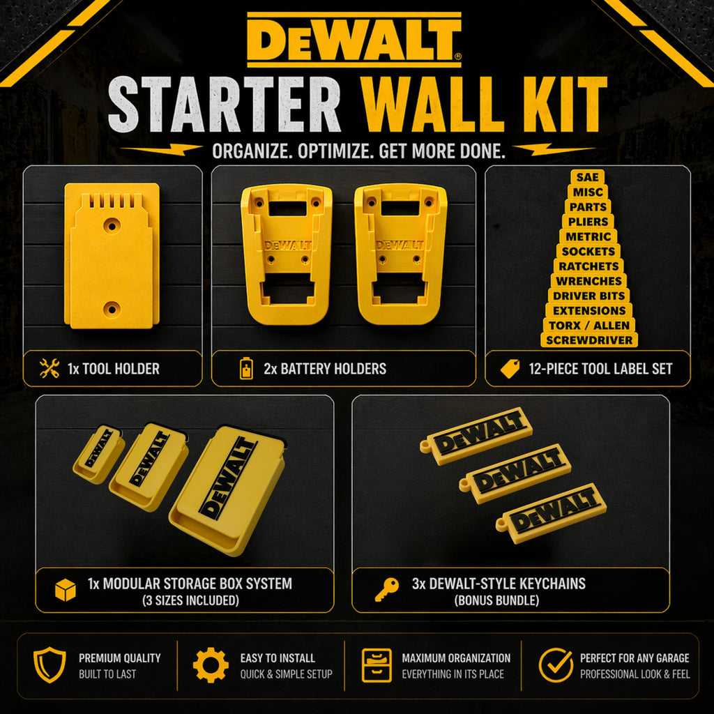 DeWalt 20V Tool Organizer Kit Drill Holder Battery Mount Wall Storage Box